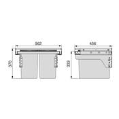 Bac tri sélectif montage latéral sur meuble cuisine Recycle 2x24L Acier plastique Anthracite