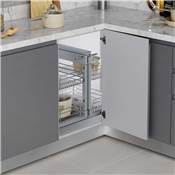 Système d'angle extractible meuble cuisine Suprastar acier chrome