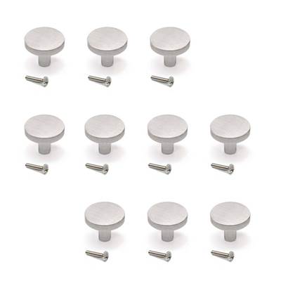 Lot 10 boutons meubles Uppsala diam. 30mm alu. Inox brossé