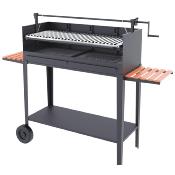 Barbecue charbon de bois 100 cm sur chariot roulant et élevateur