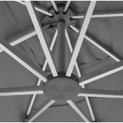 Parasol de jardin carré déporté 400x300cm mât 90x53mm gris tissus gris