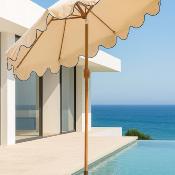 Parasol de jardin droit diamètre 300cm mât 48mm bois tissus beige