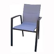 2 Fauteuils à manger structure anthracite tissus gris