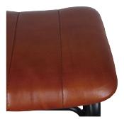 Lot 2 Tabourets style industriel structure tubes d’acier finition noir assise cuir marron