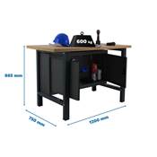 Établi métal anthracite mdf capacité charge 600 kgs dim.865x1200x750mm à visser
