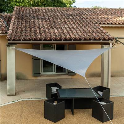 Voile d'ombrage triangulaire taupe 160g/m2 dim.5x5x5m