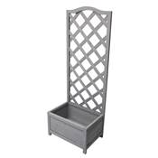 Jardinière en bois de sapin avec treillis 30x45 hauteur 120cm gris