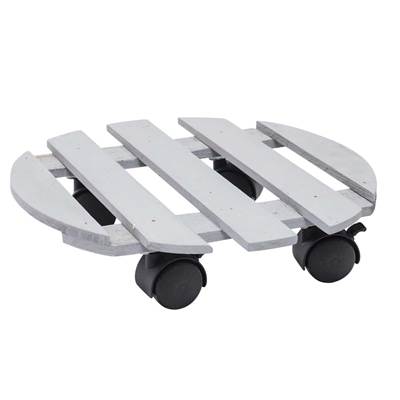 Porte plante en bois de sapin à roulette diamètre 30cm rond charge max.25kg gris