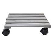 Porte plante bois sapin à roulette 30x30cm carré charge max.25kg gris