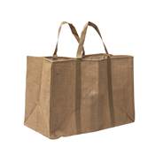Sac porte bûches en jute naturel 60x30x40cm 330 g/m² intérieur plastifié beige