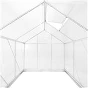 Serre de jardin aluminium polycarbonate 3.6m2 190x190cm h. faitage 195cm lucarne