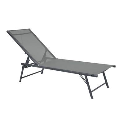 Transat réglable 5 positions 82x53x33,5cm 120kg tissus textilène gris