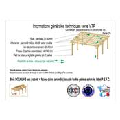 Abri Toit Plat Bois Douglas France Carport Auvent voiture 450x450cm H 250cm