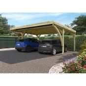 Carport DOUBLE VICTOR, en pin FSC traité autoclave marron classe 3