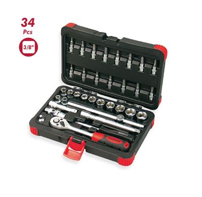 Coffret à douilles hexagonales 34 pièces Emmanchement 3/8