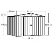 Abri métal toit 2 pentes anthracite,  9,30 m2, hauteur porte 165,1 cm