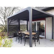 Pergola bioclimatique aluminium anthracite 10.80 m² ventelles petit côté