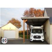 Abri Toit Plat Adossé Bois Douglas France Carport Auvent Camping-car 450x750cm H 320cm