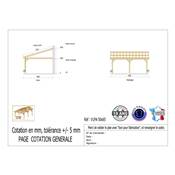 Abri 1 pente Adossé Bois Douglas France Carport Auvent voiture 500x650cm H 250cm