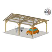 Abri 2 pentes Bois Douglas France Carport Auvent voiture 450x500cm H 250cm