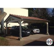Abri 2 pentes Bois Douglas France Carport Auvent voiture 650x400cm max H 250cm