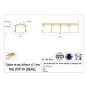 Abri 2 pentes Adossé Bois Douglas France Carport Auvent voiture 400x1250cm H 250cm