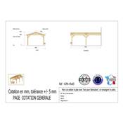 Abri 2 pentes Adossé Bois Douglas France Carport Auvent voiture 450x650cm H 250cm
