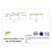 Abri 2 pentes Faitage Décalé Adossé Bois Douglas France Carport Auvent voiture 550x650cm H 250cm