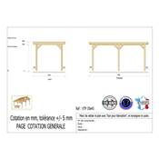 Abri Toit Plat Bois Douglas France Carport Auvent voiture 300x450cm H 250cm