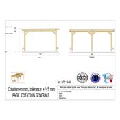 Abri Toit Plat Bois Douglas France Carport Auvent voiture 450x600cm H 250cm