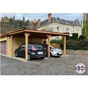 Abri Toit Plat Bois Douglas France Carport Auvent voiture 550x550cm H 250cm