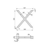 Jeu pieds Cross table larg. 695mm Acier noir