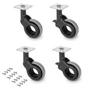 Lot 4 roulettes Hole 2 plétine montage diam. 60mm Acier plastique plastique gris