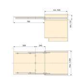Coulisses table rallonge Coktail Reverse H35 alu. Inox anodisé