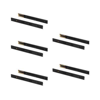 Lot 5 jeux Coulisses tiroirs roulement billes haut. 45mm prof. 450mm sortie totale  amortie Noir