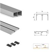 Kit quincaillerie armoire 2 portes couli. f. souple Placard 74 poignée Sharp ép. 16mm mat