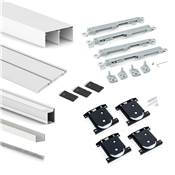 Kit quincaillerie armoire 2 portes coulissantes f. souple Placard 74 poignée Sharp ép. 19mm blanc