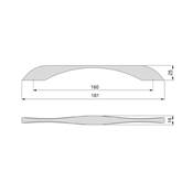 Lot 8 poignées meubles Varna L181mm entraxe 160mm Zamak noir