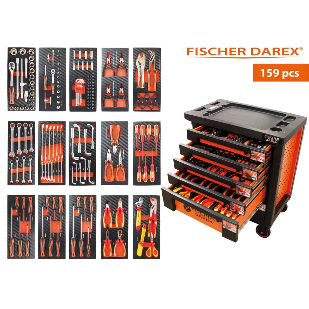 Servante d'atelier 6 tiroirs équipée 159 outils dans 15 modules, 810470,  FISCHER-DAREX