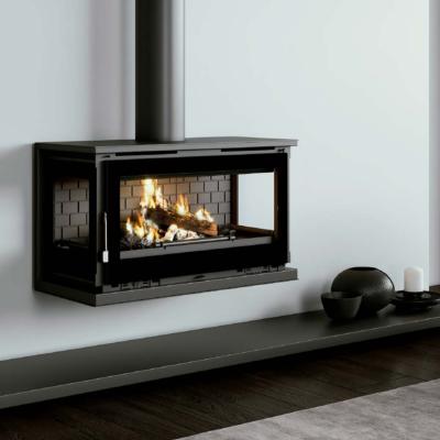 Poeles à bois à suspendre 18kw fonte bûches 75cm sortie 200mm 2 turbines