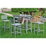 Set BAR Salon de jardin à Manger TROPEA avec 4 chaises hautes TROPEA et Coussins assise, 4 places