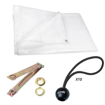 Pack Bâche de protection 160 g/m2, avec pince à sertir 50 oeillets, et 10 attaches rapides