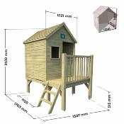 Cabane de jeux en bois sur pilotis WINNY,  Dim.155x175x210cm, âges 3 à 12 ans