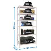 Étagère en métal blanc 6 étagères charge 200 kgs dim.2500x1200x500mm sans vis