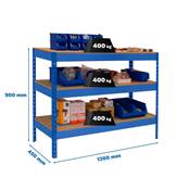 Table de travail en métal bleu bois charge 400 kgs dim.900x1200x450mm sans vis