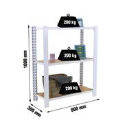 Étagère en métal blanc osb 3 étagères charge 200 kgs dim.1000x800x300mm sans vis