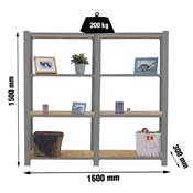 Étagère en métal gris osb 8 étagères charge 200 kgs dim.1500x1600x300mm sans vis