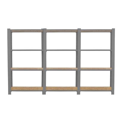 Étagère en métal gris osb 12 étagères charge 200 kgs dim.1500x2400x300mm sans vis