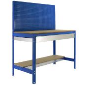 Établi métal bleu bois capacité charge 600 kgs dim.1445x1210x610mm à visser
