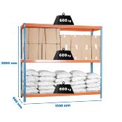Étagère en métal bleu orange bois 6 étagères 600 kgs dim.2000x1500x900mm sans vis